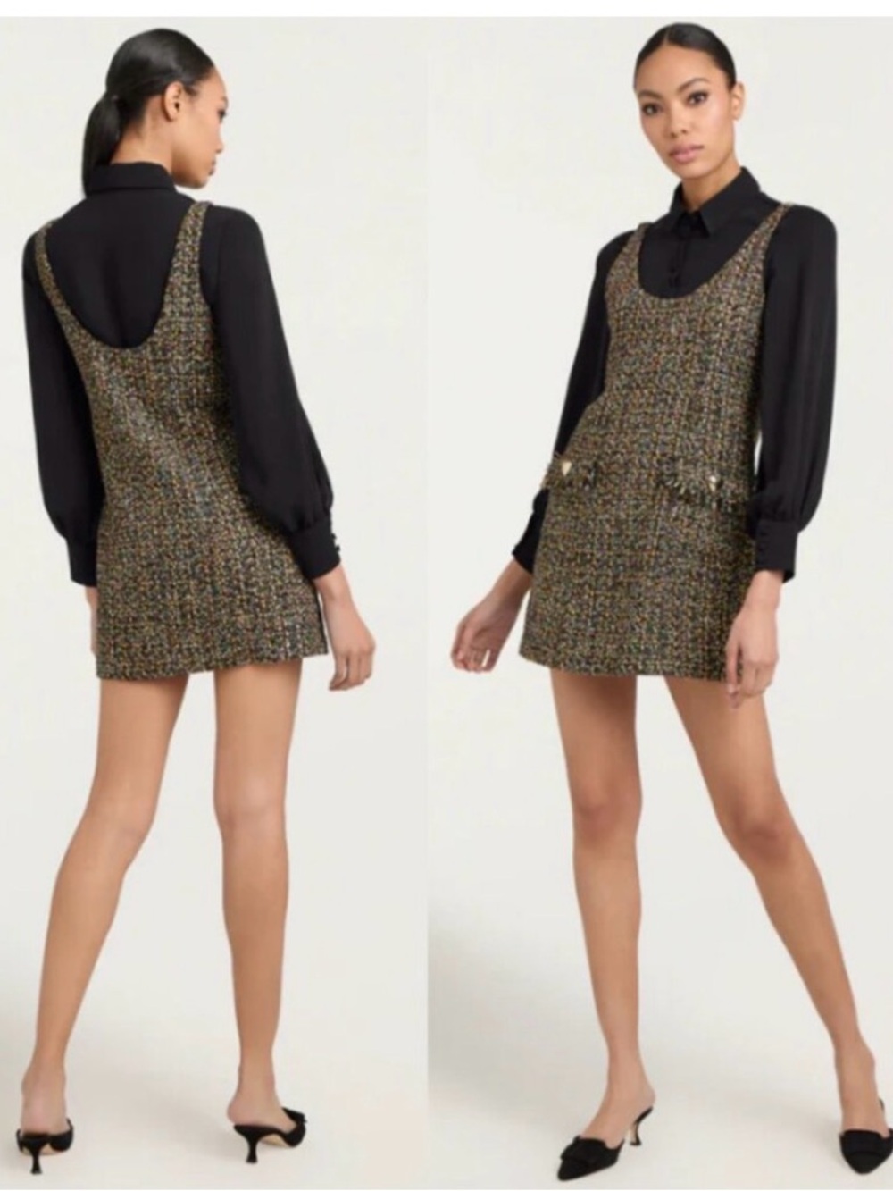 cinq a sept Multicolor Tweed Scoop-Neck Mini Dress